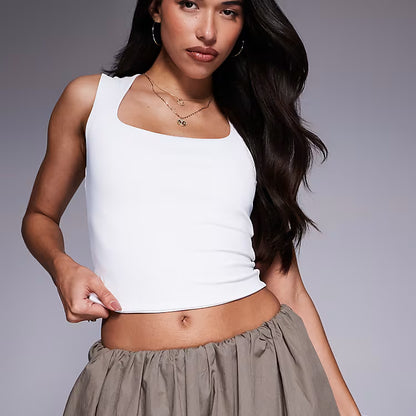 Seamless Padded Bra Top with Broad Straps & U-Neckline Combo Black & white