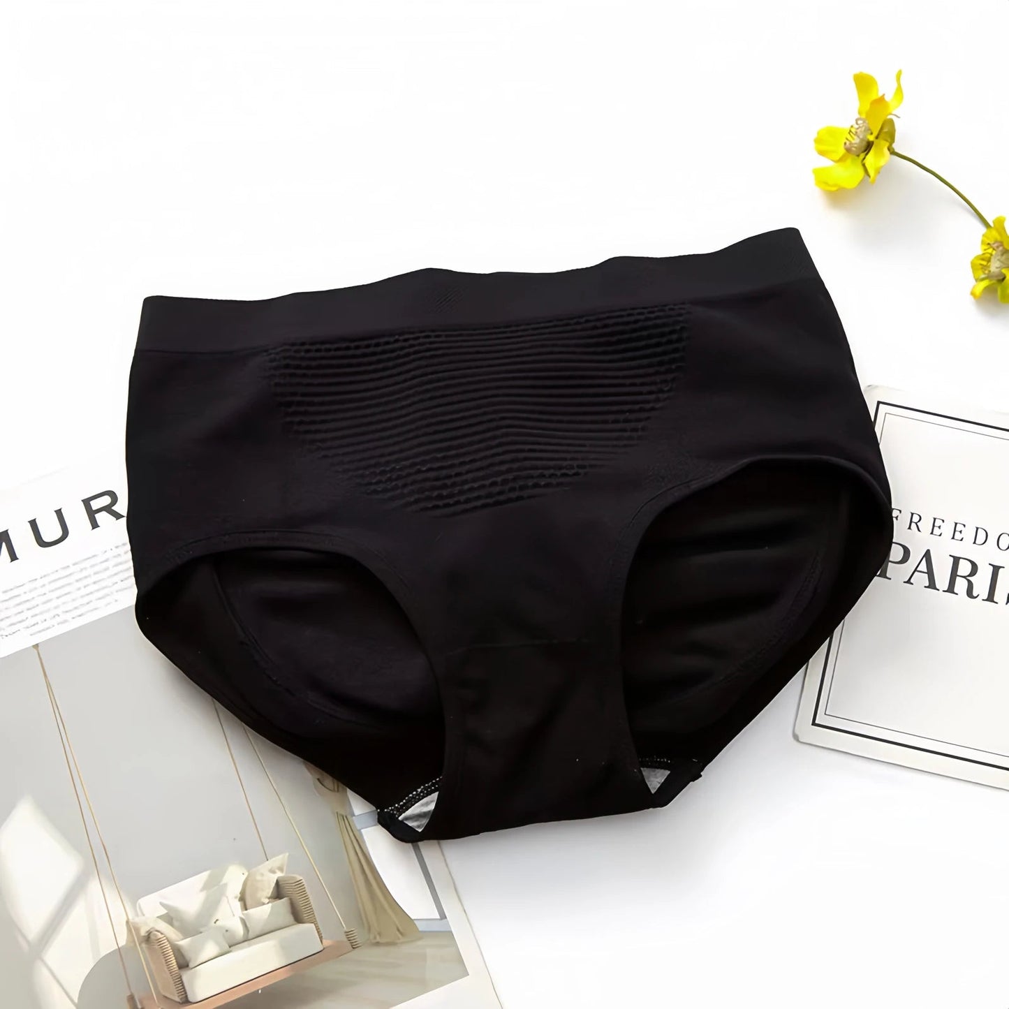 Butt Lifter Panties Padded(removable) Underwear combo - Black & Cream (Beige)